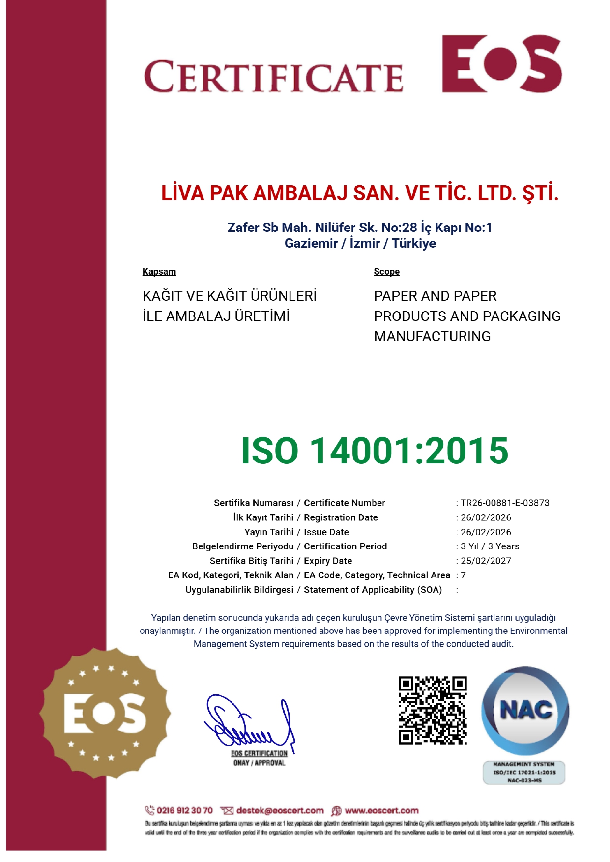 ISO 14001-2015 Çevre Yönetim Sistemi