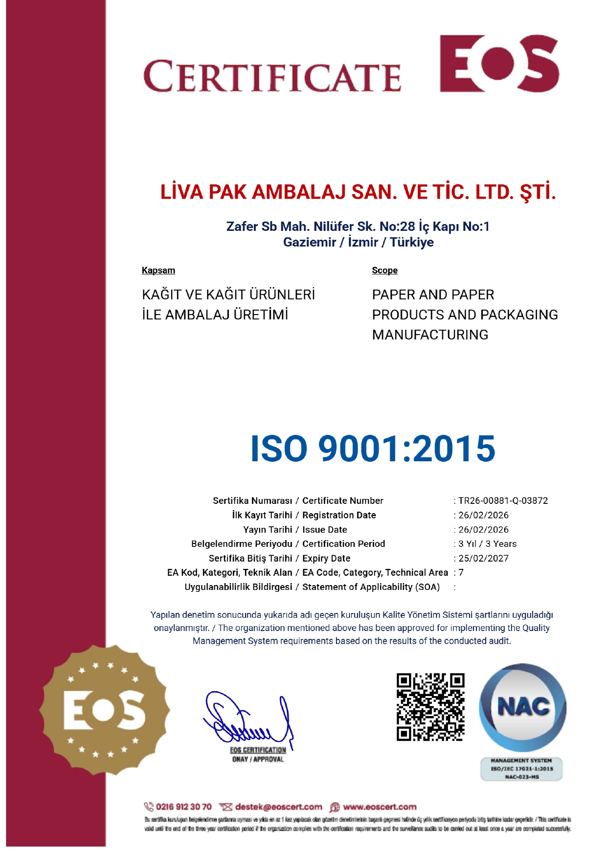 ISO 9001-2015 Kalite Yönetim Sistemi